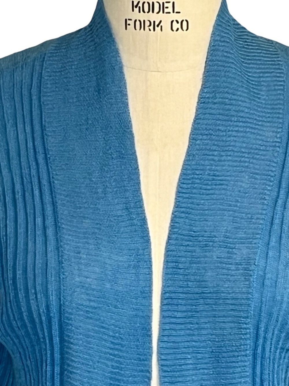 NWT EILEEN FISHER  Blue Linen Open Front Cardigan Ltwt Sweater MED MSRP $158 - Picture 2 of 10